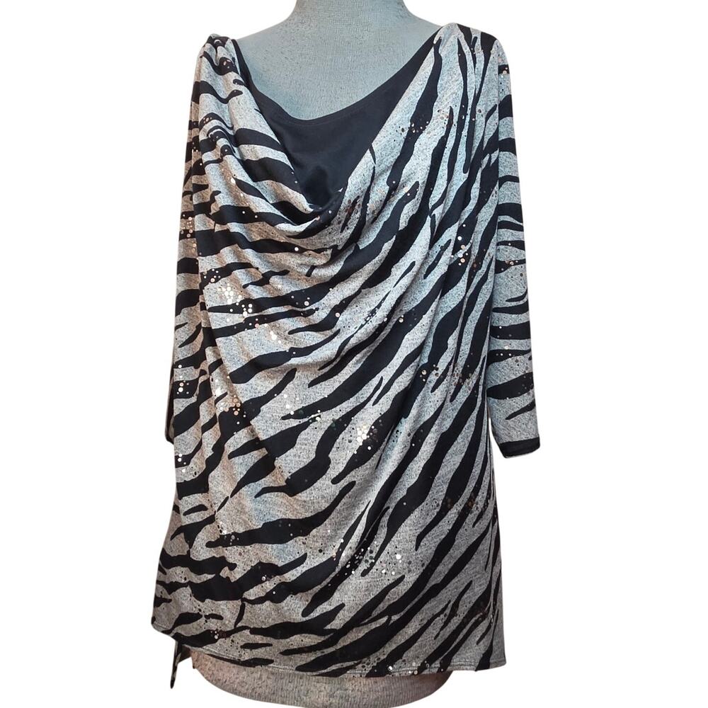 Animal Print Cowl Neck Blouse Size 1X